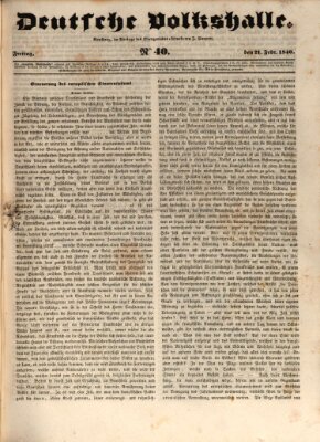 Deutsche Volkshalle Freitag 21. Februar 1840