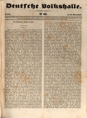 Deutsche Volkshalle Freitag 20. März 1840