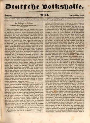 Deutsche Volkshalle Samstag 21. März 1840