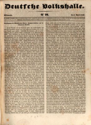 Deutsche Volkshalle Mittwoch 1. April 1840