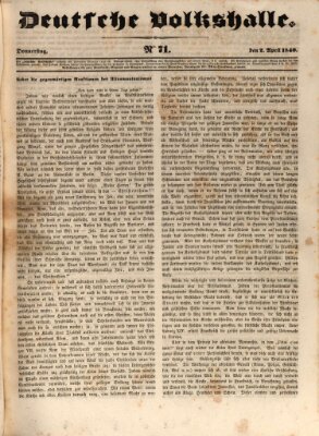 Deutsche Volkshalle Donnerstag 2. April 1840