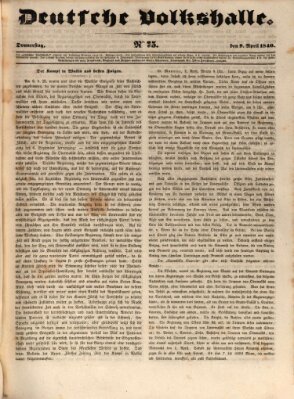 Deutsche Volkshalle Donnerstag 9. April 1840