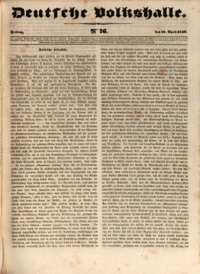 Deutsche Volkshalle Freitag 10. April 1840