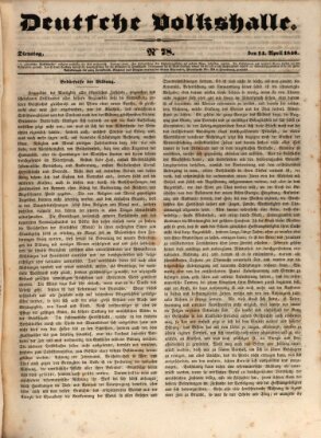 Deutsche Volkshalle Dienstag 14. April 1840