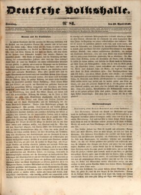 Deutsche Volkshalle Sonntag 19. April 1840