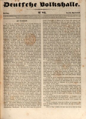 Deutsche Volkshalle Freitag 24. April 1840