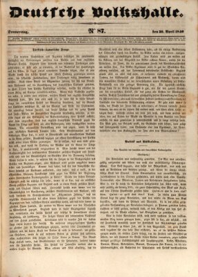 Deutsche Volkshalle Donnerstag 30. April 1840