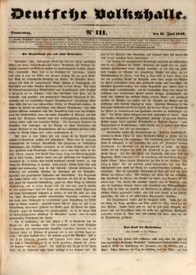 Deutsche Volkshalle Donnerstag 11. Juni 1840