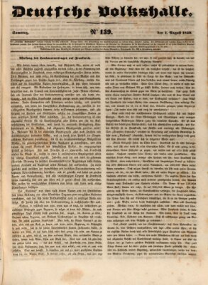 Deutsche Volkshalle Samstag 1. August 1840