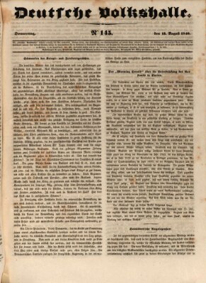 Deutsche Volkshalle Donnerstag 13. August 1840