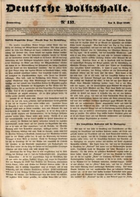 Deutsche Volkshalle Donnerstag 3. September 1840