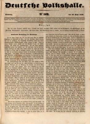 Deutsche Volkshalle Samstag 12. September 1840