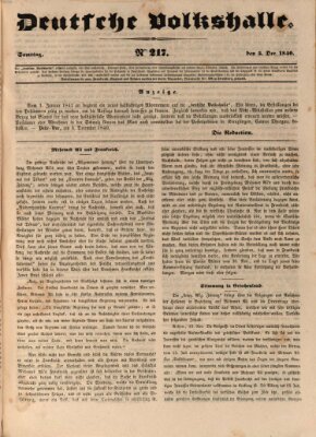 Deutsche Volkshalle Samstag 5. Dezember 1840