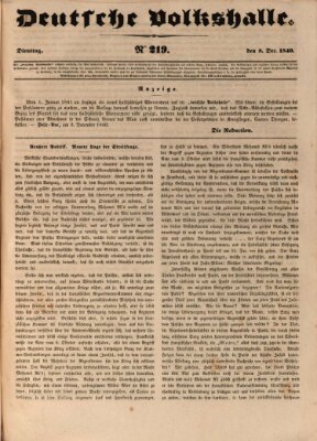 Deutsche Volkshalle Dienstag 8. Dezember 1840