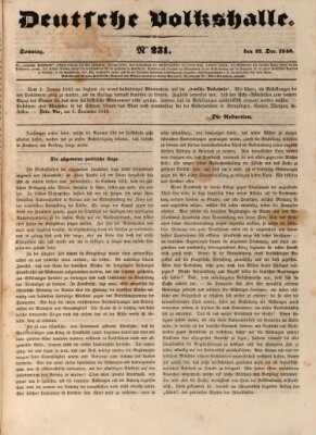 Deutsche Volkshalle Sonntag 27. Dezember 1840