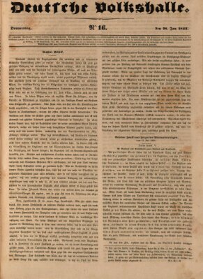 Deutsche Volkshalle Donnerstag 28. Januar 1841