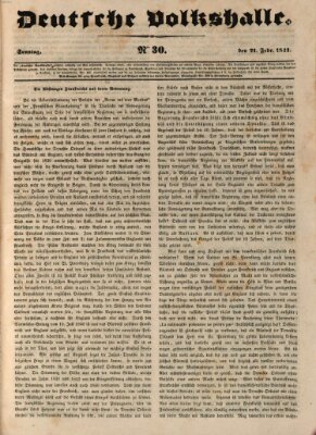 Deutsche Volkshalle Sonntag 21. Februar 1841