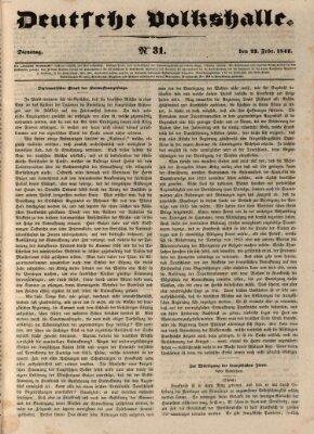 Deutsche Volkshalle Dienstag 23. Februar 1841