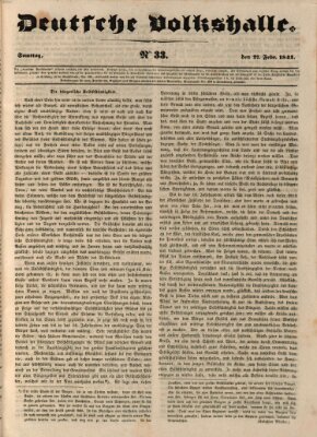 Deutsche Volkshalle Samstag 27. Februar 1841