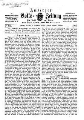 Amberger Volks-Zeitung für Stadt und Land Dienstag 1. Dezember 1868