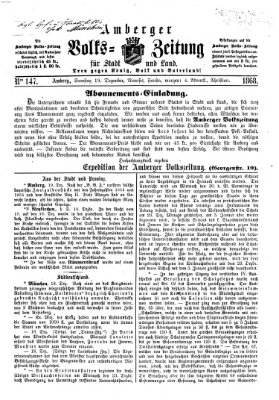 Amberger Volks-Zeitung für Stadt und Land Samstag 19. Dezember 1868