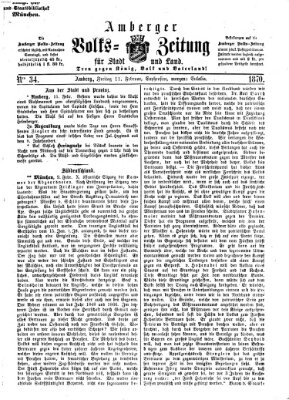 Amberger Volks-Zeitung für Stadt und Land Freitag 11. Februar 1870