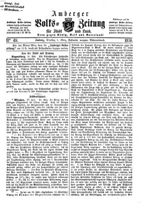 Amberger Volks-Zeitung für Stadt und Land Dienstag 1. März 1870