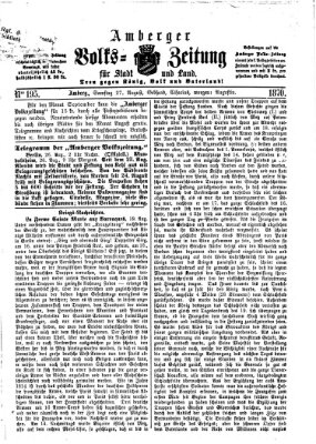 Amberger Volks-Zeitung für Stadt und Land Samstag 27. August 1870