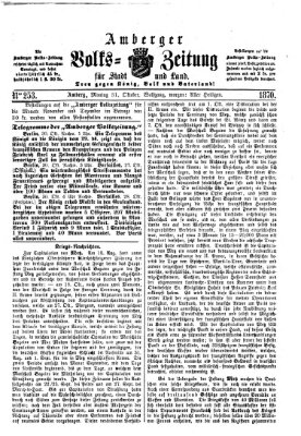 Amberger Volks-Zeitung für Stadt und Land Montag 31. Oktober 1870