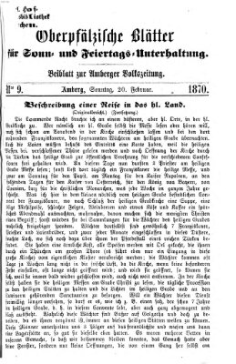 Oberpfälzische Blätter für Sonn- und Feiertags-Unterhaltung (Amberger Volks-Zeitung für Stadt und Land) Sonntag 20. Februar 1870