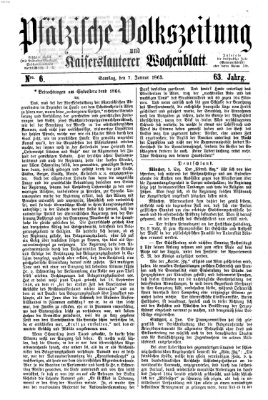 Pfälzische Volkszeitung und Kaiserslauterer Wochenblatt (Pfälzische Volkszeitung) Samstag 7. Januar 1865