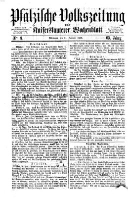 Pfälzische Volkszeitung und Kaiserslauterer Wochenblatt (Pfälzische Volkszeitung) Mittwoch 11. Januar 1865