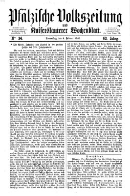Pfälzische Volkszeitung und Kaiserslauterer Wochenblatt (Pfälzische Volkszeitung) Donnerstag 9. Februar 1865