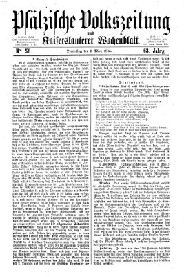 Pfälzische Volkszeitung und Kaiserslauterer Wochenblatt (Pfälzische Volkszeitung) Donnerstag 9. März 1865