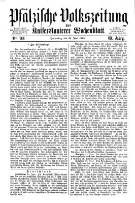 Pfälzische Volkszeitung und Kaiserslauterer Wochenblatt (Pfälzische Volkszeitung) Donnerstag 29. Juni 1865