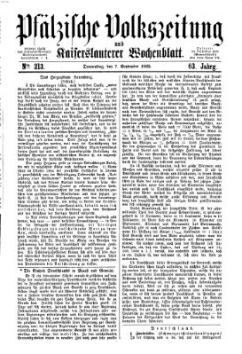 Pfälzische Volkszeitung und Kaiserslauterer Wochenblatt (Pfälzische Volkszeitung) Donnerstag 7. September 1865