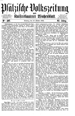 Pfälzische Volkszeitung und Kaiserslauterer Wochenblatt (Pfälzische Volkszeitung) Dienstag 17. Oktober 1865