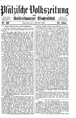 Pfälzische Volkszeitung und Kaiserslauterer Wochenblatt (Pfälzische Volkszeitung) Donnerstag 9. November 1865