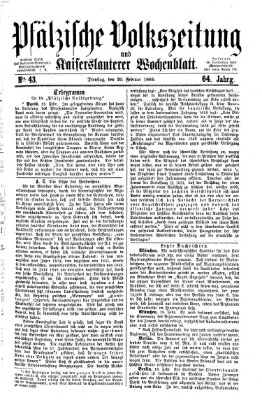 Pfälzische Volkszeitung und Kaiserslauterer Wochenblatt (Pfälzische Volkszeitung) Dienstag 20. Februar 1866