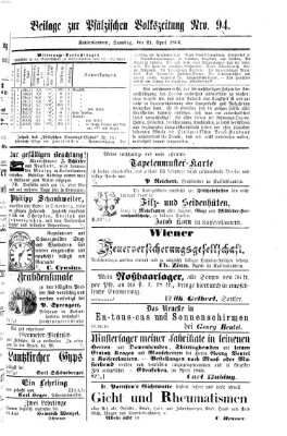 Pfälzische Volkszeitung und Kaiserslauterer Wochenblatt (Pfälzische Volkszeitung) Samstag 21. April 1866