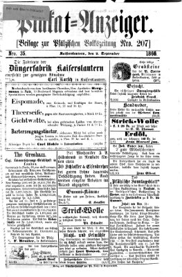 Pfälzische Volkszeitung und Kaiserslauterer Wochenblatt (Pfälzische Volkszeitung) Sonntag 2. September 1866