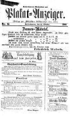 Pfälzische Volkszeitung und Kaiserslauterer Wochenblatt (Pfälzische Volkszeitung) Sonntag 21. Oktober 1866