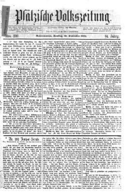 Pfälzische Volkszeitung Freitag 28. September 1866
