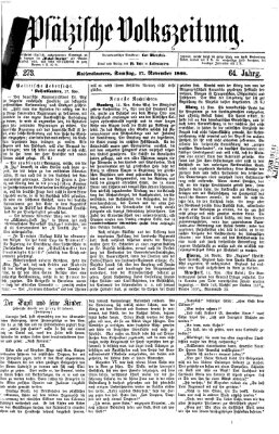 Pfälzische Volkszeitung Samstag 17. November 1866