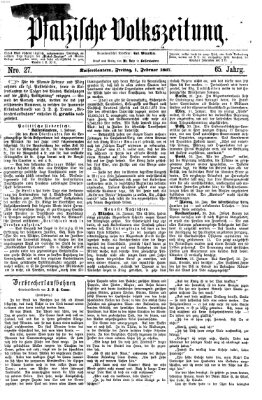 Pfälzische Volkszeitung Freitag 1. Februar 1867