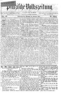 Pfälzische Volkszeitung Samstag 16. Februar 1867