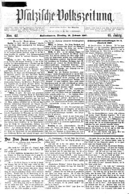 Pfälzische Volkszeitung Dienstag 19. Februar 1867