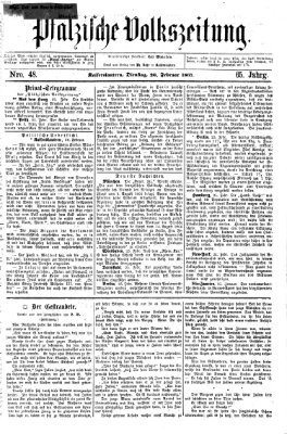 Pfälzische Volkszeitung Dienstag 26. Februar 1867