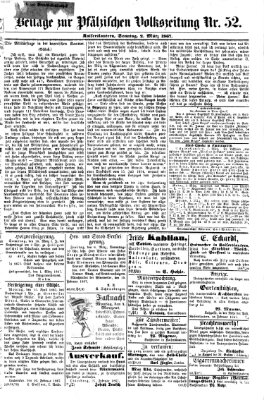 Pfälzische Volkszeitung Samstag 2. März 1867