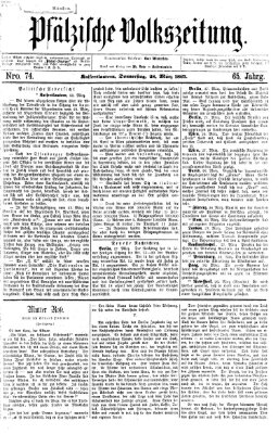 Pfälzische Volkszeitung Donnerstag 28. März 1867